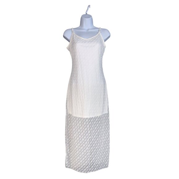 Wild Fable Womens White Sleeveless Lace Textured Maxi Slip Dress Size Large - Picture 2 of 12